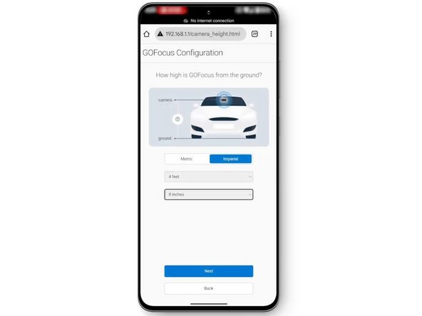 Press Next to input lens height and offset parameters following the on-screen instructions.