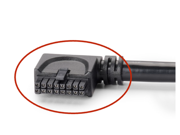 The other end plugs directly into GO10/GO10 Plus.  Be sure it clicks into place to ensure solid connection.