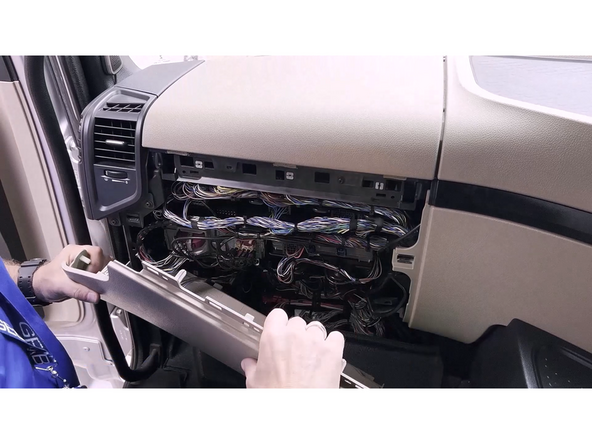 Remove the necessary dash panels in order to route the tachograph harness from the tachograph mounting location to the GO device.  