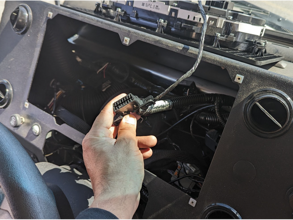 Route OBD2 end of custom Motiv harness behind gauge cluster (Secure any loose wiring with cable ties).