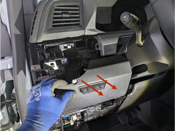 Pull The panel out gently as there is a connector for the different buttons.