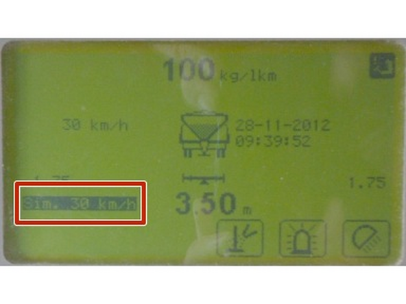Use the assigned button to scroll down to “Simulated driving speed”.
