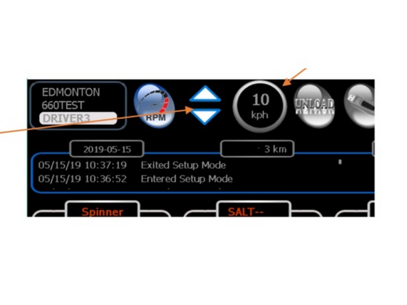 Placing the CS660 in ground speed simulation - Press and hold the speed icon for 5 seconds.