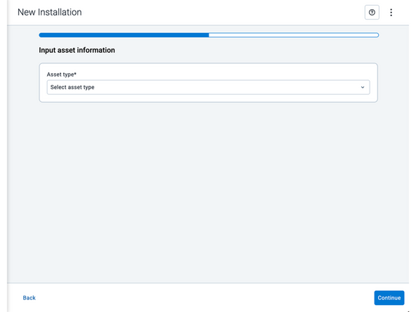 Under Input asset information, select the relevant Asset type from the dropdown.