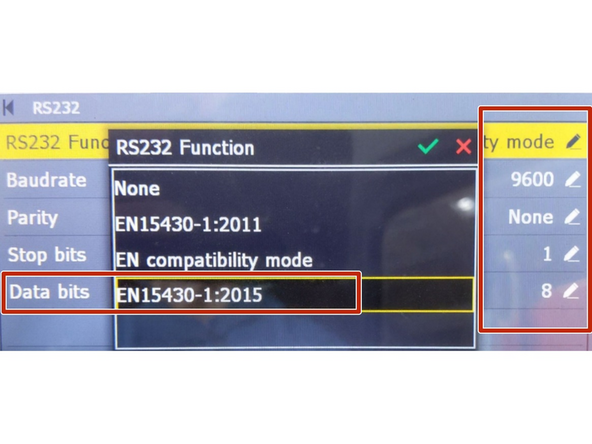 Schmidt Com settings (RS-232 setup) require: