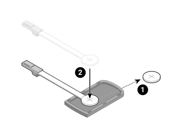 Take note of the battery polarity before removing. Then remove the battery from the key fob.
