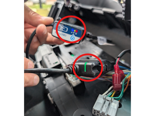 Power on the vehicle to verify all hardware is functioning correctly.  All lights on the GO devices should be illuminated and IOX-CLAMP should have a solid green light