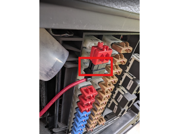 Continuous Power: Connect the red wire from the HRN-CW03K3-A harness to Fuse F429 (marked with a Red Square) using a fuse tap.