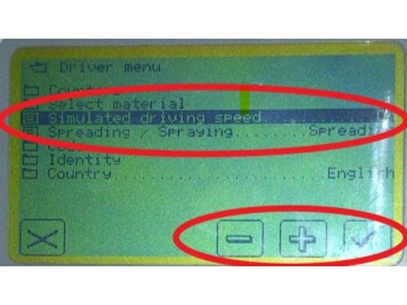 With controller power on (top left), press the Menu button (top right) to enter the Driver menu screen