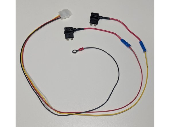 Prepare the below setup using the HRN-CW03K3-A harness and standard size fuse tap connector.