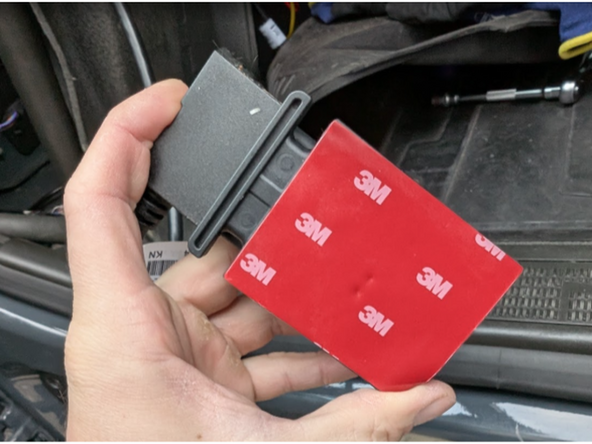 Ensure the surface is clean, and free of dust, oil etc. and attach the double sided tape of the back of our SPR-INSTALLBAG and stick it to the bracket. Apply firm pressure to it for at least 30 seconds to ensure the tape bonds correctly.