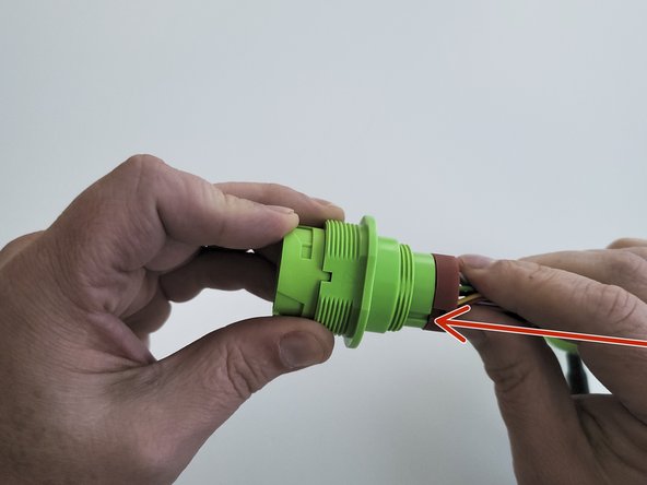 Align the keys &amp; keyways and slide the connector cartridge into the connector housing.