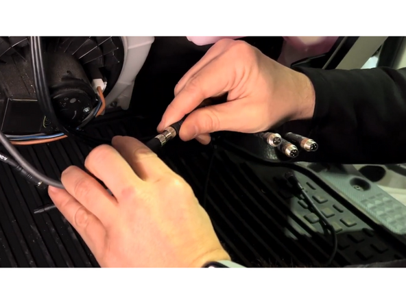 Locate the HUB Cable (Quad) from GO Focus Pro. Connect each aux camera coax cable to a HUB cable output: