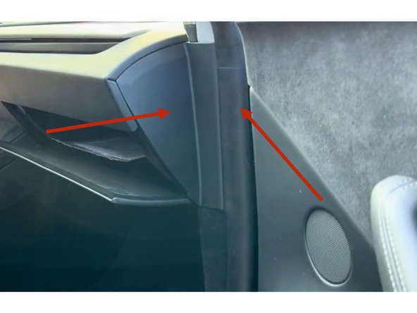 Reattach trim piece at the side of the dashboard and slide the weather stripping back.