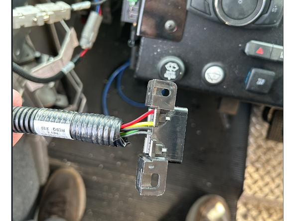 plug end of HRN-BS16S5 extension into the OBD2 port on the custom Motiv harness that connects to the computer and secure with a cable tie.