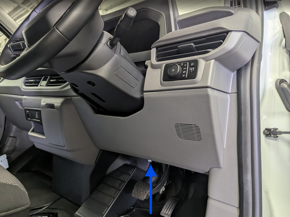 Locate the OBD-Port below the steering wheel in the driver’s footwell.