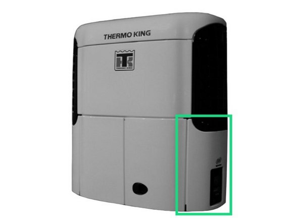 The connection point for the refrigeration unit controller will be located behind the right compartment inside the electrical cabinet.