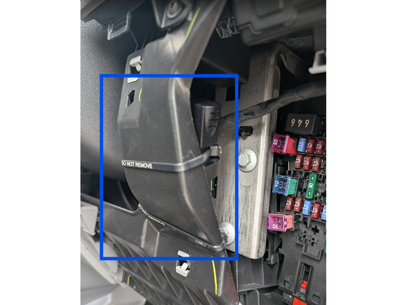 Secure the Geotab device to the bracket, using at least two cable ties.