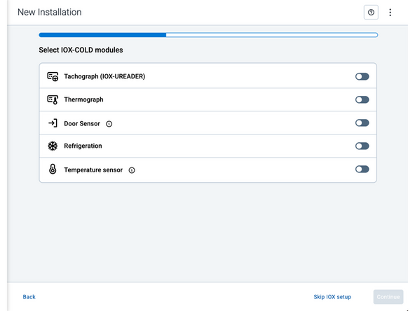 Under Select IOX-COLD modules follow the on-screen instructions to configure and finalize the IOX setup for the installation that you have performed.