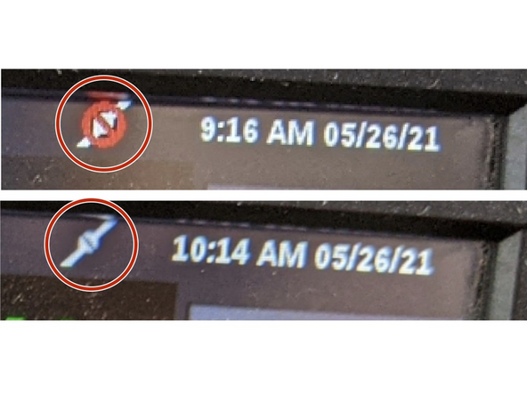 The icon shown in the image can be used to verify if the authentication was successful and that the data connection is established with the IOX-WRKS.