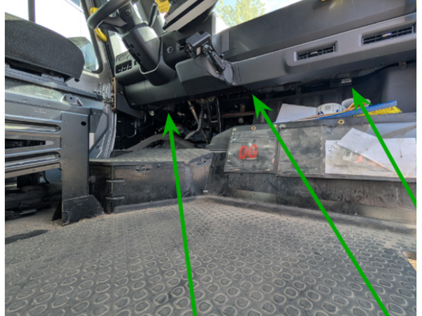 Route and secure HRNBS16S5 behind the dash to the passenger side above the plastic as shown.
