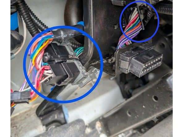 Plug in both ends of the harness, making sure to use cable tie to secure the OBD connectors.