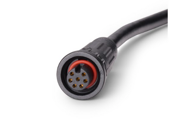 Route the circular connector branch on the HRN-RCCCAAPX harness toward the IOX-COLD RUGGED , considering the IOX-COLD RUGGED's location. If necessary, use a cable guide to route it through the original unit harness.