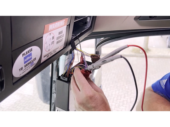 Using a digital multimeter, measure the resistance on the CAN wires which are located on pins 5 and 7 on the red connector.