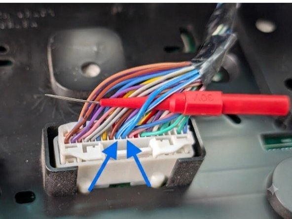 Identify the backbone CAN wires (Blue and Blue/White)