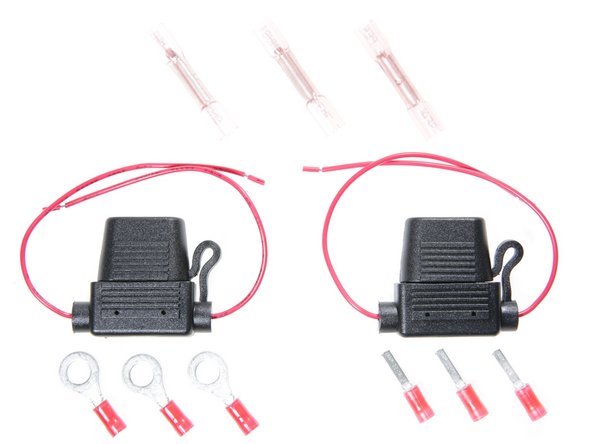 Using a set of wire crimpers, attached the fuse holders onto the RED and YELLOW wires using the heat shrink butt splice connectors.
