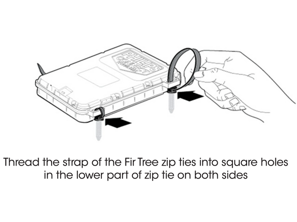 Loop the strap into the slot on the Fir-tree cable tie and pull tight to secure.
