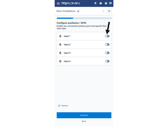 Enable each input used by toggling the switch on.
