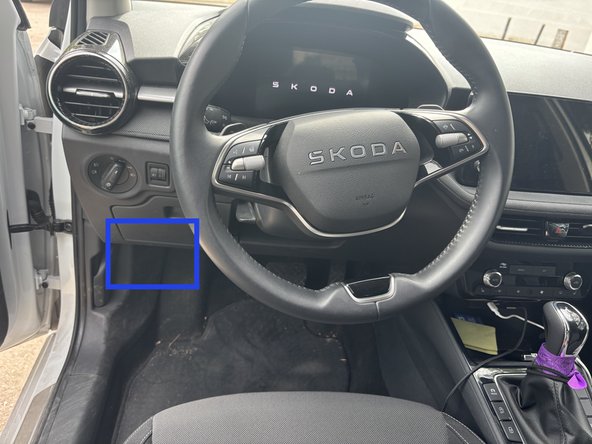 Locate the OBD-Port below the steering wheel in the driver’s footwell.