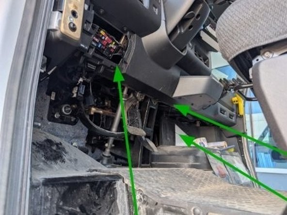 Route and secure HRNBS16S5 behind the dash to the passenger side behind the plastic dash as shown.