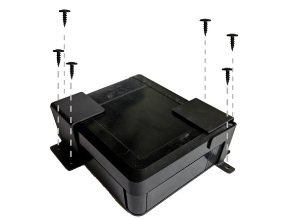 Use the two supplied mounting brackets to securely mount the IOX-KEYBOX under the seat or in the trunk or cargo area. The brackets install diagonally to each other at the corners of the IOX-KEYBOX and are secured with the supplied screws.