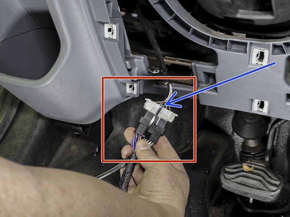 Plug the female connector from the T-harness into the OEM OBDII connector.