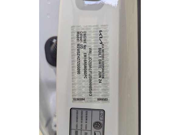 Note the VIN number of the vehicle which is located on the driver's door jamb sticker or VIN plate at the bottom of the front window.