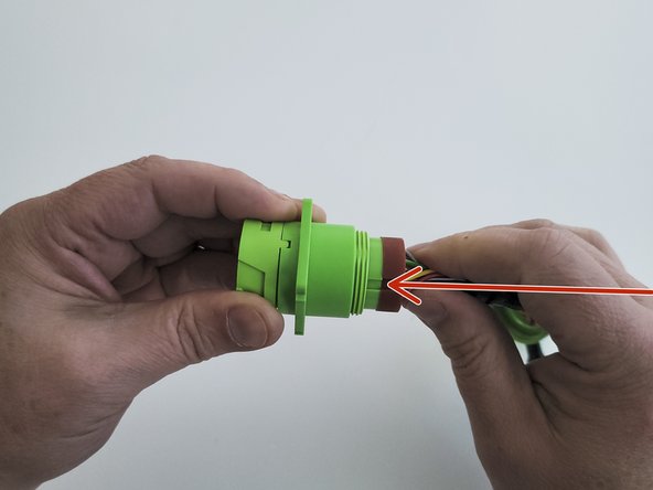 Align the keys &amp; keyways and slide the connector cartridge into the connector housing.