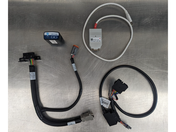 Verify you have all the components to complete the installation (GO Unit, Peak DB/USB adapter, Custom Motiv Harness, and the HRN-GS16K22 OBD2 T-Harness)