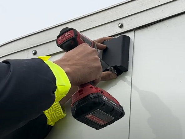 Secure the device by using 3 self tapping screws.