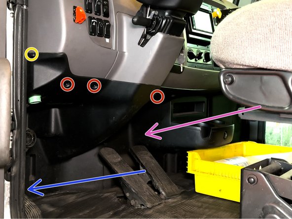 Remove (3) philips head screws across the top of the knee bolster.