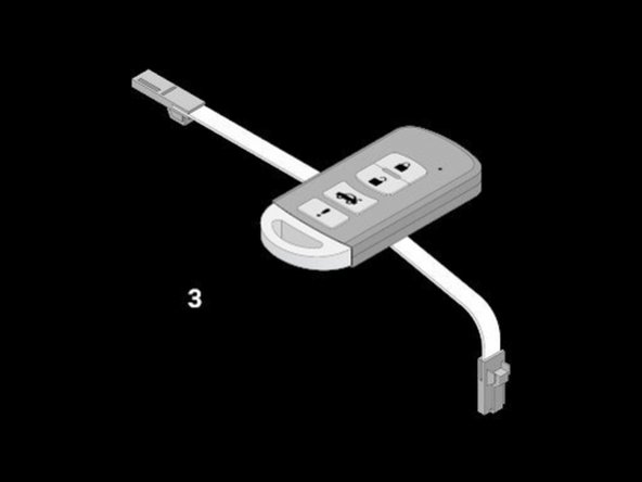 Close the key fob with the cover removed in step 1 and bend the cable in the direction, as seen in the image. Pre-bending of the cable may be required to avoid cable damage. Ensure it is not stretched and contours the fob to minimize strain.