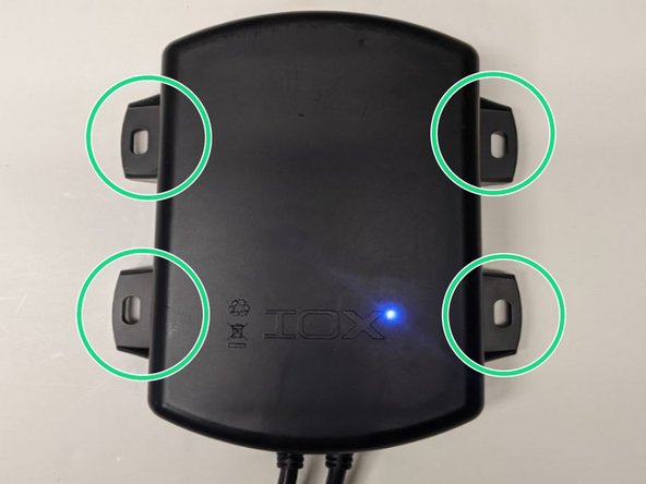 Mount the IOX-BATTERY using the provided screws or cable ties in a location on the vehicle away from outside elements. The IOX-BATTERY charges when the engine is running. The blue LED light illuminates when charging.
