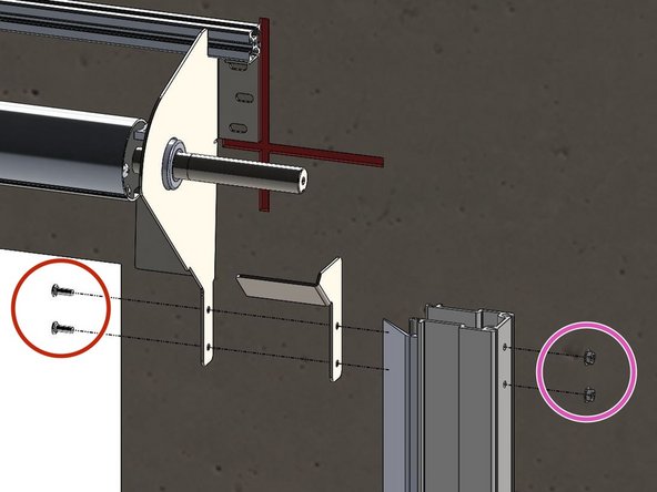 The Track Assembly Mounts to the Outside of the Header Mounting Bracket, with the Transition Bracket Sandwiched in the Middle.