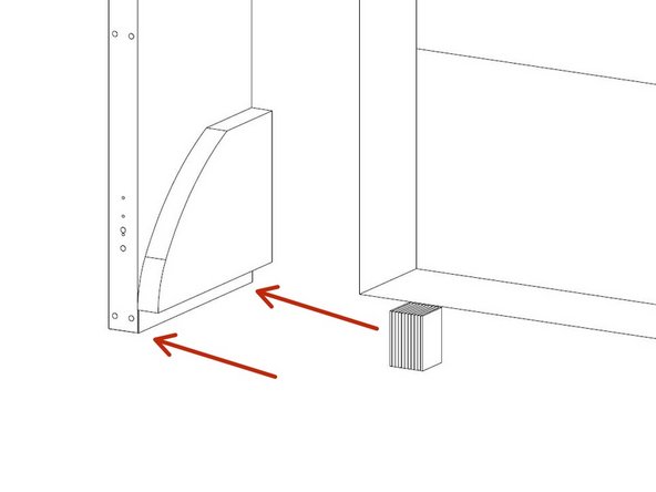 Align the Draft Pad so that the top face of the Draft Pad is pressed against the inside face of the Side Panel and the tab is hanging down flush with the bottom of the side panel.