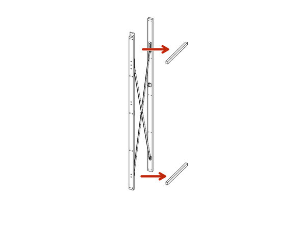 Remove the wood spacers from the Uprights and Top beams.
