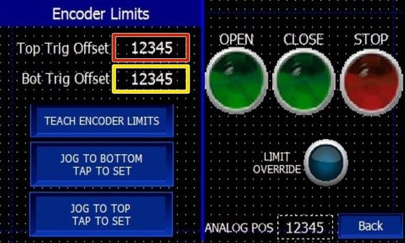 If the Door is Over-Traveling Past the Taught Open or Closed Limit, Increase the Value of the Corresponding Offset to Make the Door stop Sooner.