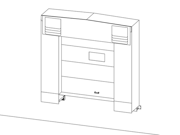 Using installer provided tacks or nails, temporarily pin the Head Curtain to the Top Beam through the curtain into the front face of the Top Beam.