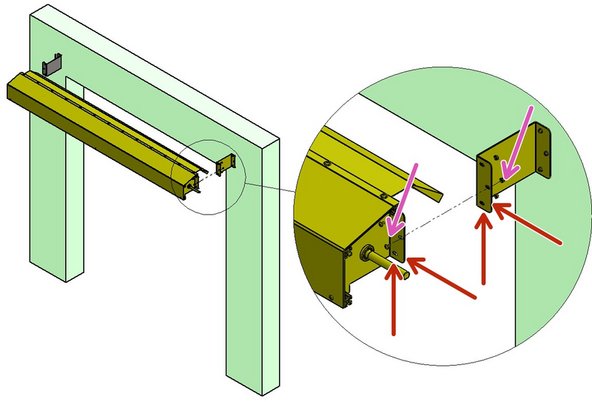 Use two (2) people, and two ladders at minimum to Install the Roll Header Assembly