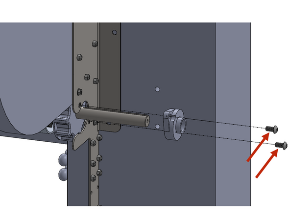 Install the (2) flange bearings onto the exposed drive shafts. There will be one on each side of the door.